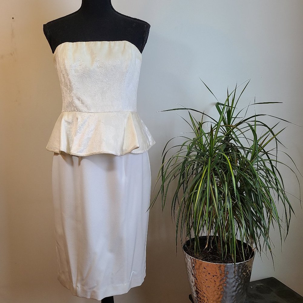 Black Halo White Peplum Cocktail Dress